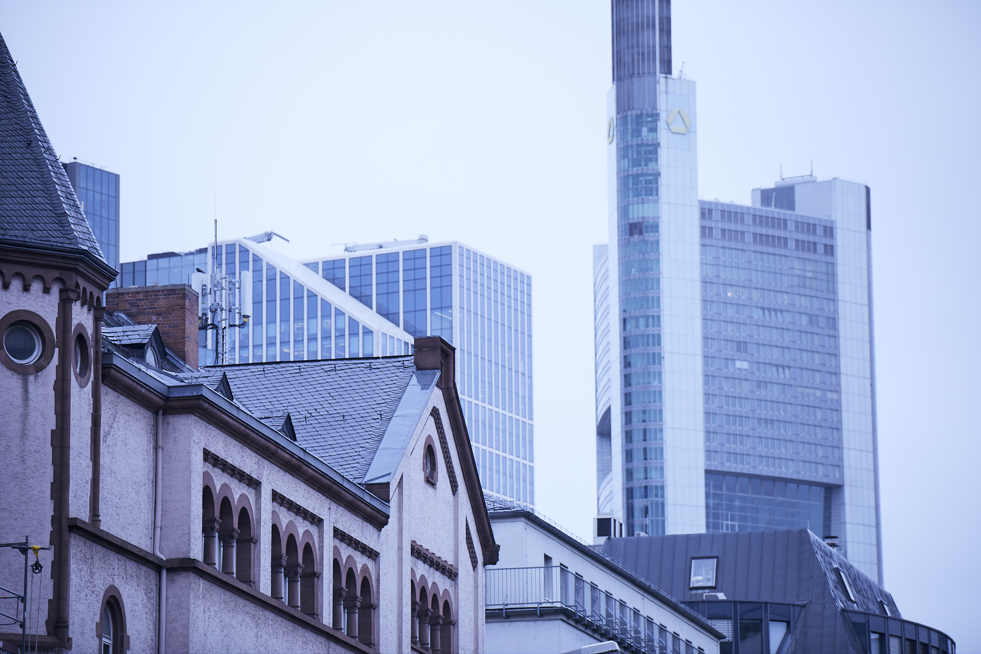 Blick auf das Bankenviertel in Frankfurt