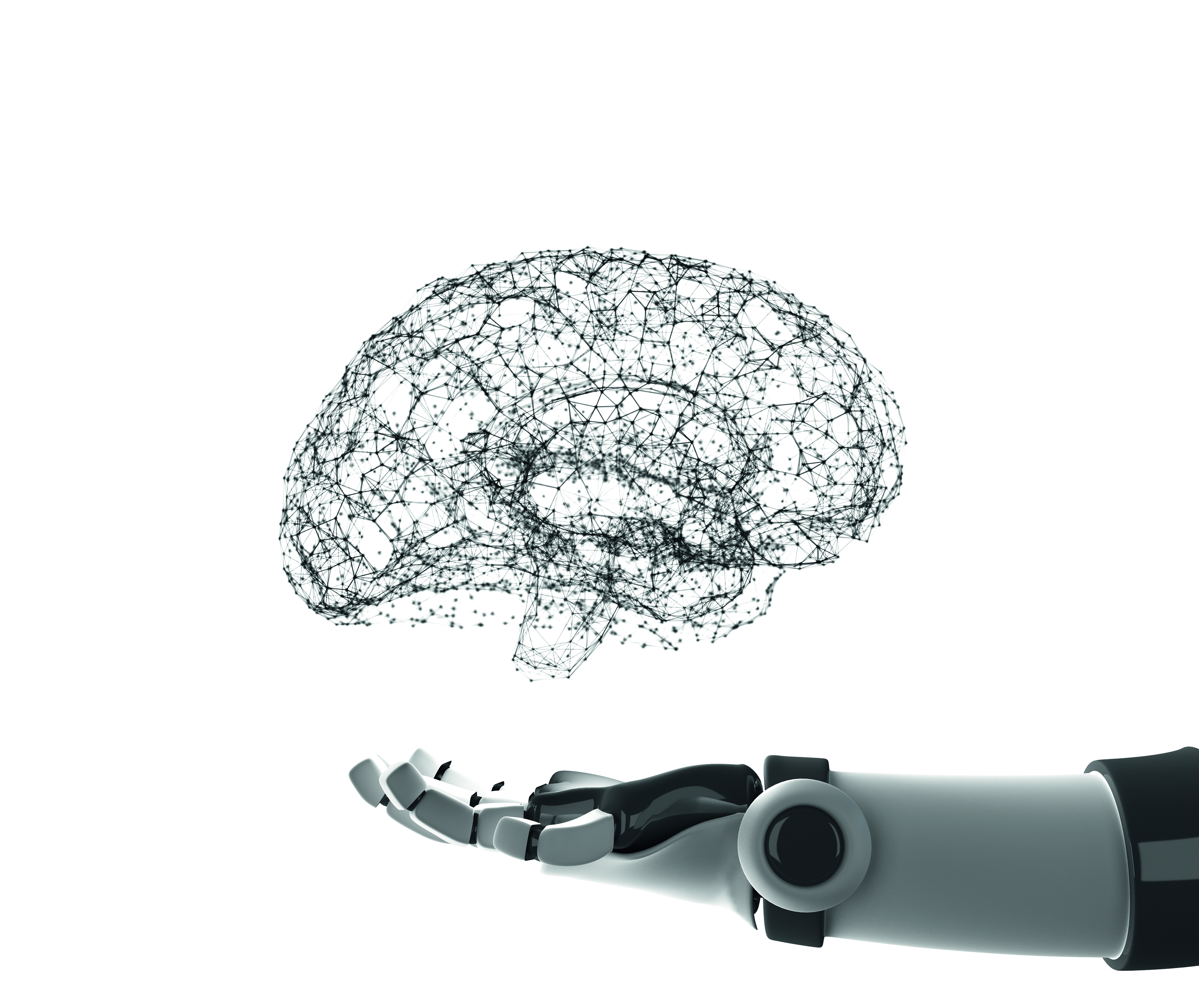 Roboter hält ein Netzwerk Gehirn