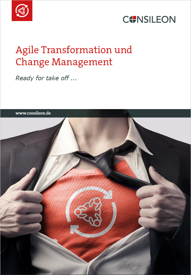 Broschüre zum Thema agile Transformation und Changemanagement und wie Ihnen Consileon dabei unter die Arme greifen kann. 