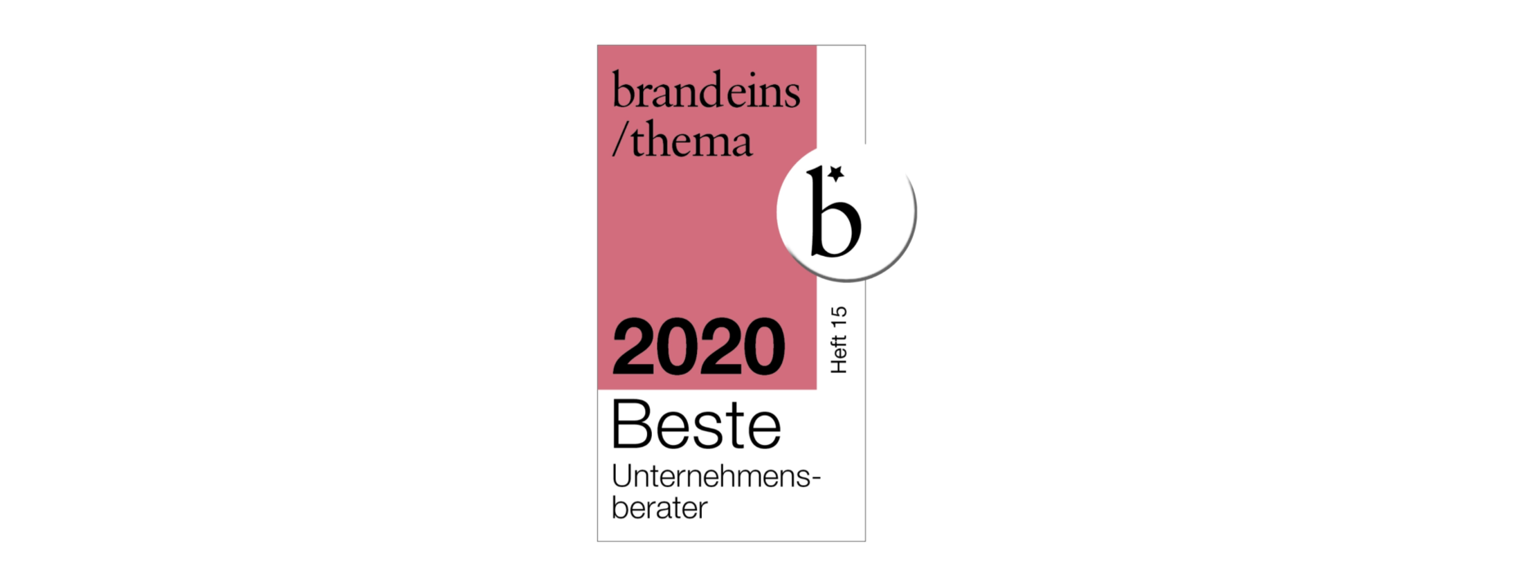 Siegel Bester UnternehmensBerater 2020 von Brand eins Thema