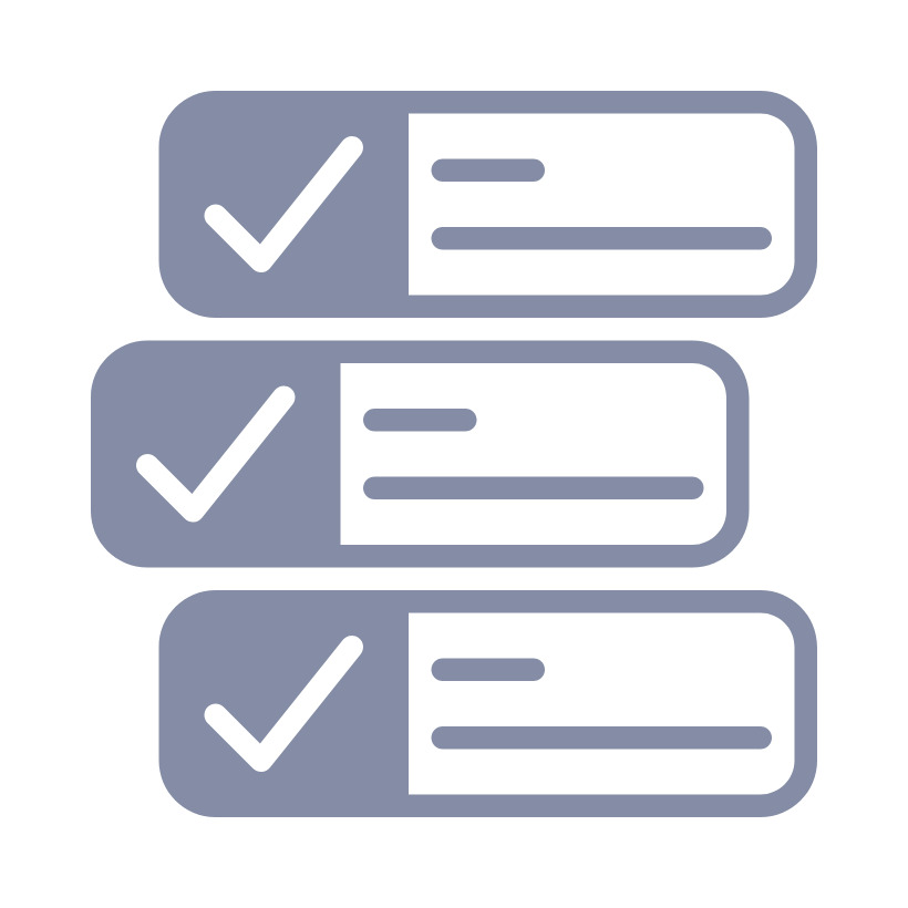 Icon mit drei abgehakten Checklisten – Symbol für Projektmanagement und strukturierte Umsetzung